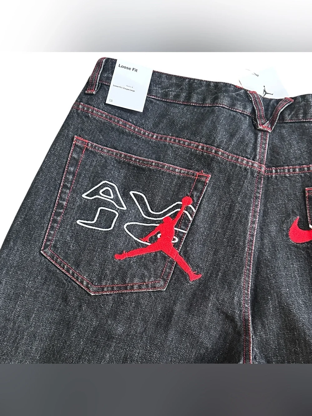 NWT Awake NY x Nike Jordan Loose Fit Black Denim Jeans Men’s 38 X 34